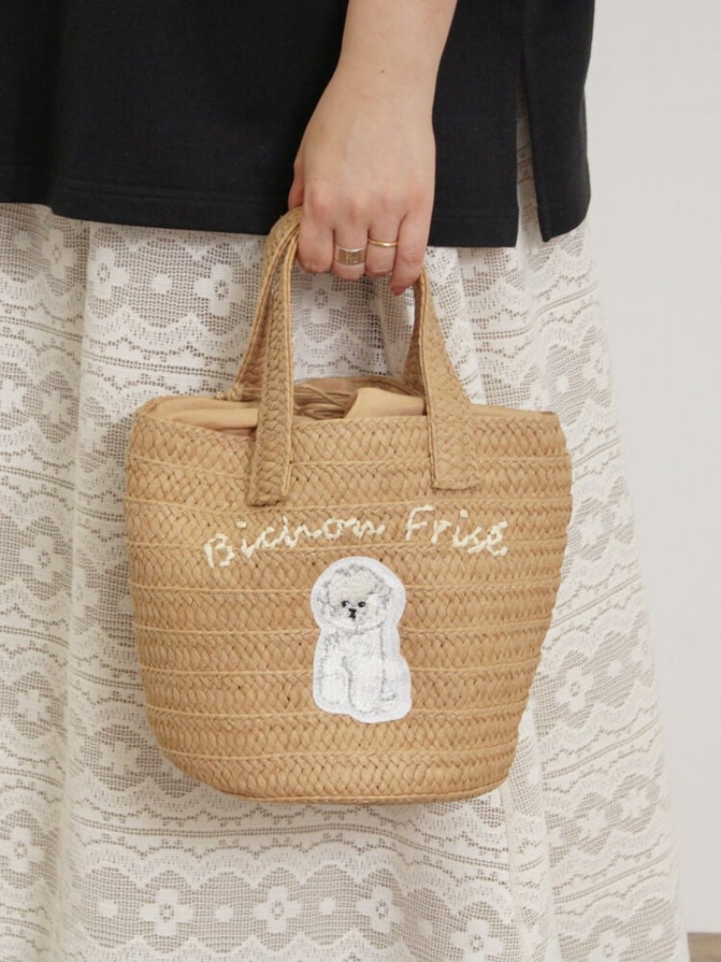 ドッグ刺繍カゴバッグ Samansa Mos2 サマンサモスモス バッグ ハンドバッグ ブラウン ホワイト【送料無料】[Rakuten Fashion]のサムネイル