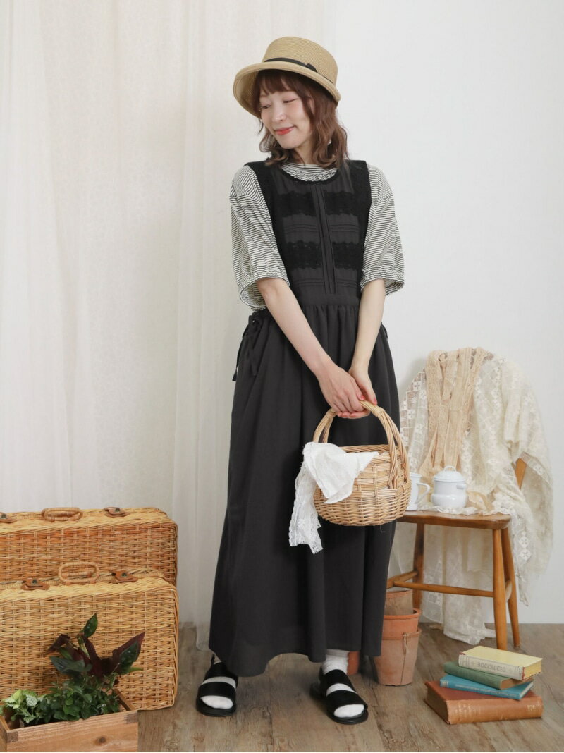 【SALE／52%OFF】レース貼りエプロンワンピース Samansa Mos2 サマンサモスモス ワンピース・ドレス ワンピース グレー ホワイト ブラウン ブラック【RBA_E】【送料無料】[Rakuten Fashion]のサムネイル