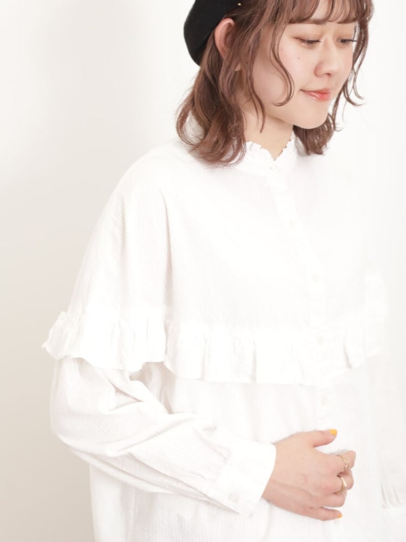 【SALE／57%OFF】サッカーフリルブラウス Samansa Mos2 サマンサモスモス トップス シャツ・ブラウス ホワイト ネイビー パープル ブラック【RBA_E】[Rakuten Fashion]のサムネイル