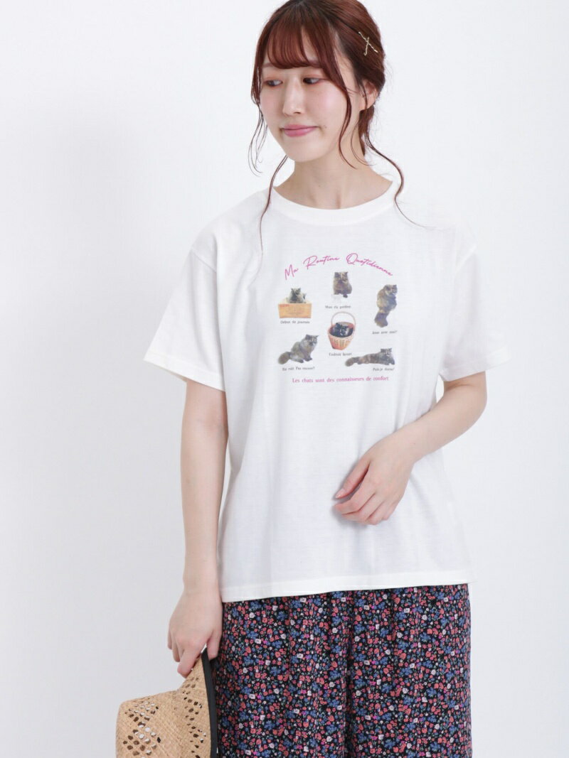 【SALE／50%OFF】◎フォトプリントTシャツ Samansa Mos2 サマンサモスモス トップス カットソー・Tシャツ ホワイト ネイビー ベージュ グレー【RBA_E】[Rakuten Fashion]のサムネイル
