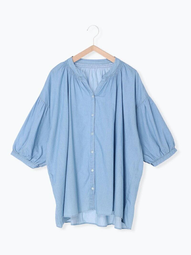 【SALE／40%OFF】シャーリングギャザースキッパー七分袖ブラウス Samansa Mos2 サマンサモスモス トップス シャツ・ブラウス ブルー ネイビー パープル【RBA_E】[Rakuten Fashion]のサムネイル