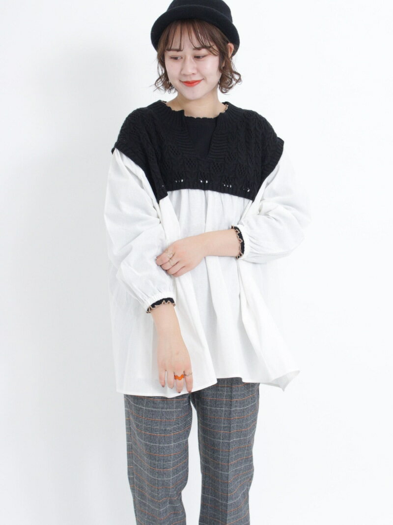 サマンサモスモス 服 レディース 【SALE／59%OFF】柄編みニットドッキングチュニック Samansa Mos2 サマンサモスモス ワンピース・ドレス チュニック ブラック ホワイト オレンジ カーキ【RBA_E】[Rakuten Fashion]