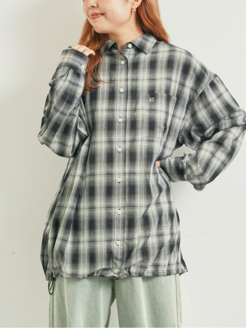 オンブレチェック裾ドロストシャツS...