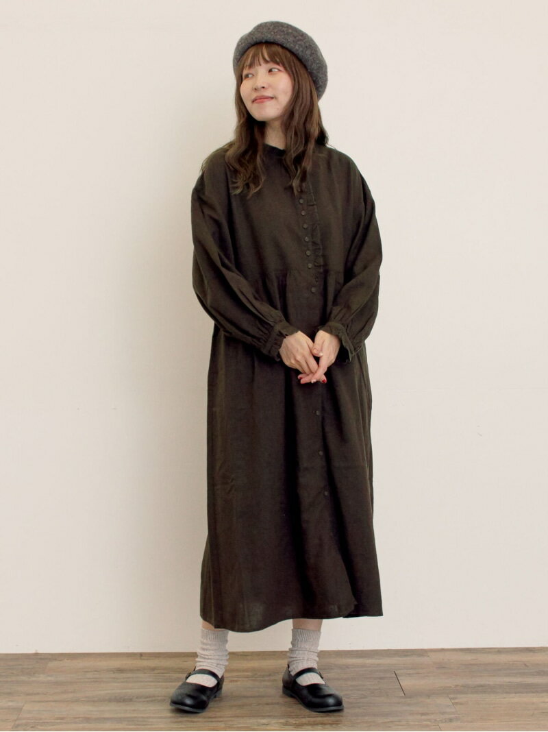 【Cross*Linen】フリルワンピース《S/Mサイズ》 Samansa Mos2 サマンサモスモス ワンピース・ドレス ワンピース ベージュ ピンク グレー ブルー【送料無料】[Rakuten Fashion]