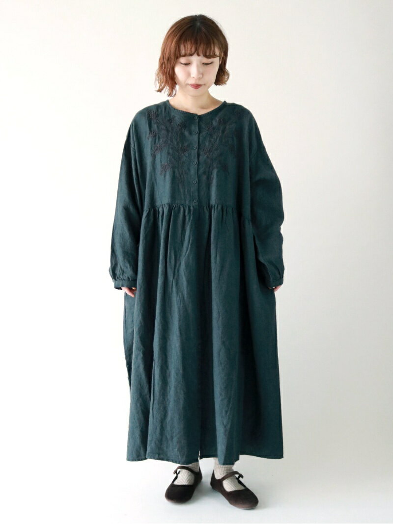 Samansa Mos2 レディース ワンピース ワンピース Samansa サマンサモスモス Samansa Mos2 35th Slowlinen 刺繍ワンピース Mos2 Samansa Mos2 サマンサモスモス ワンピース 長袖ワンピース グリーン ブラック ベージュ レッド 送料無料 Rakuten Fashion