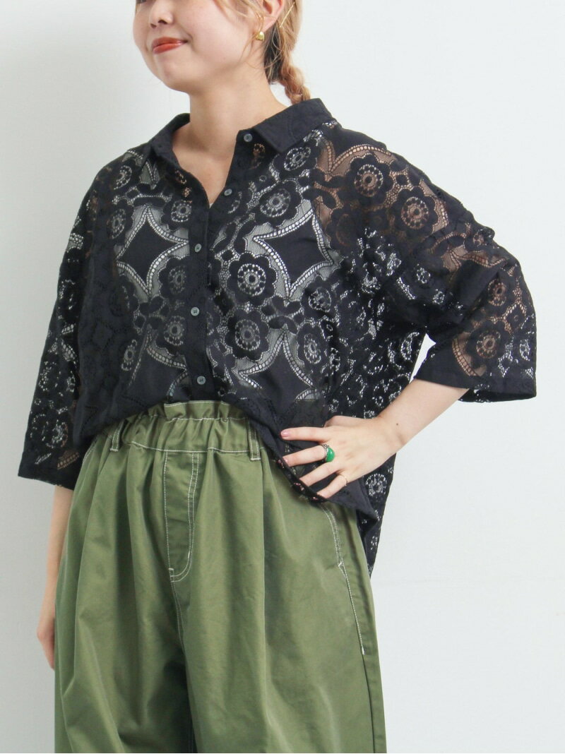 【SALE／60%OFF】レースシャツ SM2 サマンサモスモス トップス シャツ・ブラウス グリーン ブラウン オ..