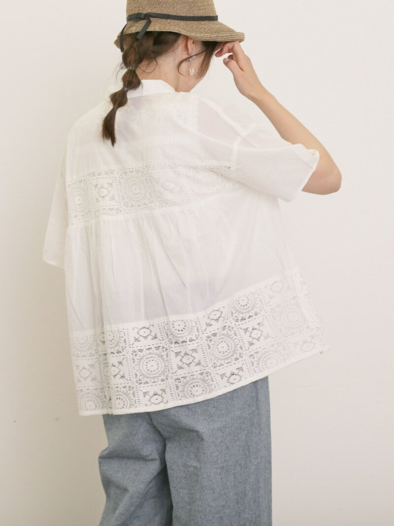 【SALE／60%OFF】インド裾レースシャツ Samansa Mos2 サマンサモスモス トップス シャツ・ブラウス ブラック ネイビー ベージュ ホワイト【RBA_E】[Rakuten Fashion]のサムネイル