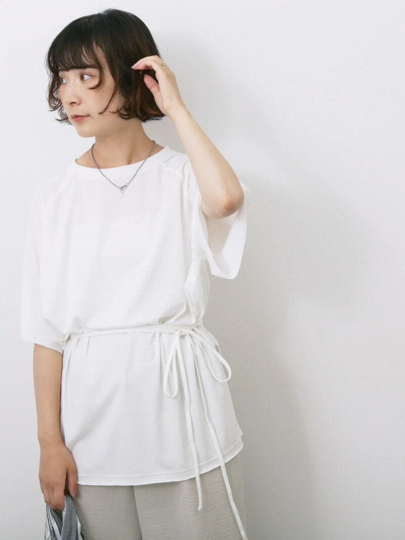 【SALE／60%OFF】◎【接触冷感】ウエストリボンTシャツ Samansa Mos2 blue サマンサモスモス トップス カットソー・Tシャツ グレー ホワイト ブラック【RBA_E】[Rakuten Fashion]