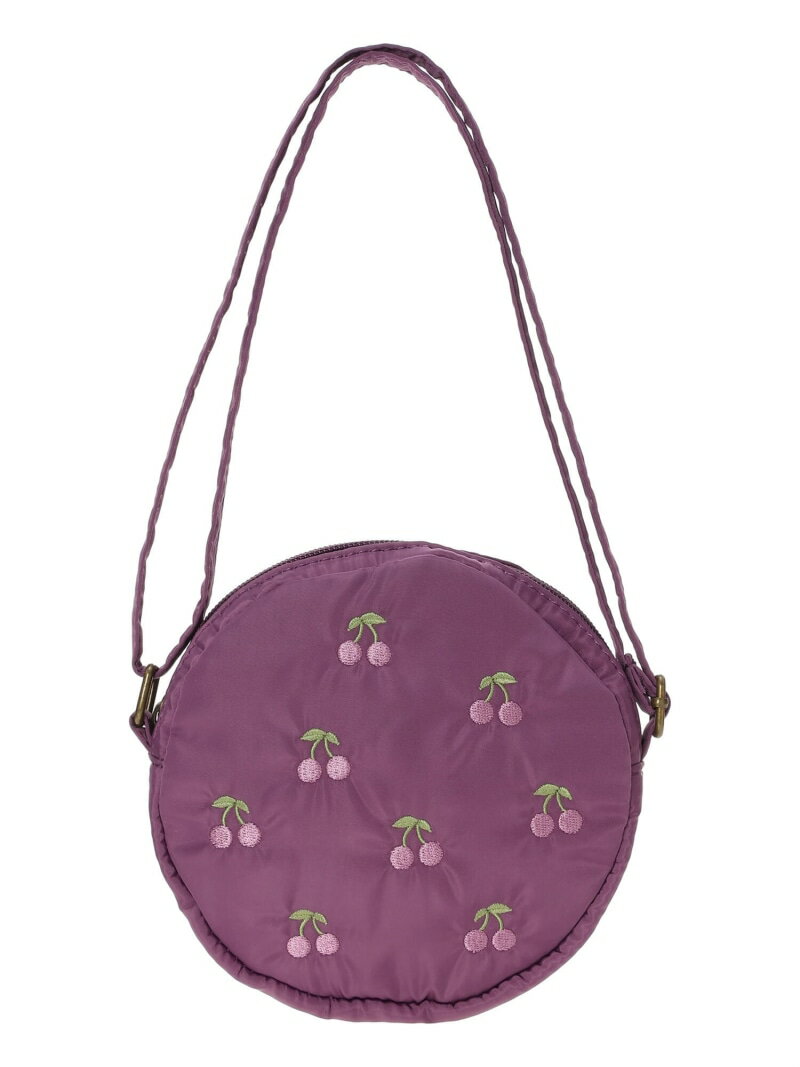 チェリー刺繍ポシェット Samansa Mos2 Lagom サマンサモスモス バッグ ハンドバッグ ベージュ パープル..