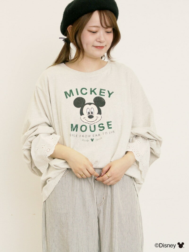 【SALE／22%OFF】【Disney】ミッキーマウス/袖口レースロンT Samansa Mos2 サマンサモスモス トップス カットソー・Tシャツ グレー ブラウン ベージュ【RBA_E】[Rakuten Fashion]のサムネイル