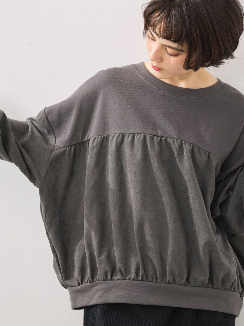 布帛切替裏毛プルオーバー SM2 サマンサモスモス トップス カットソー・Tシャツ ブルー ブラウン グレー[Rakuten Fashion]