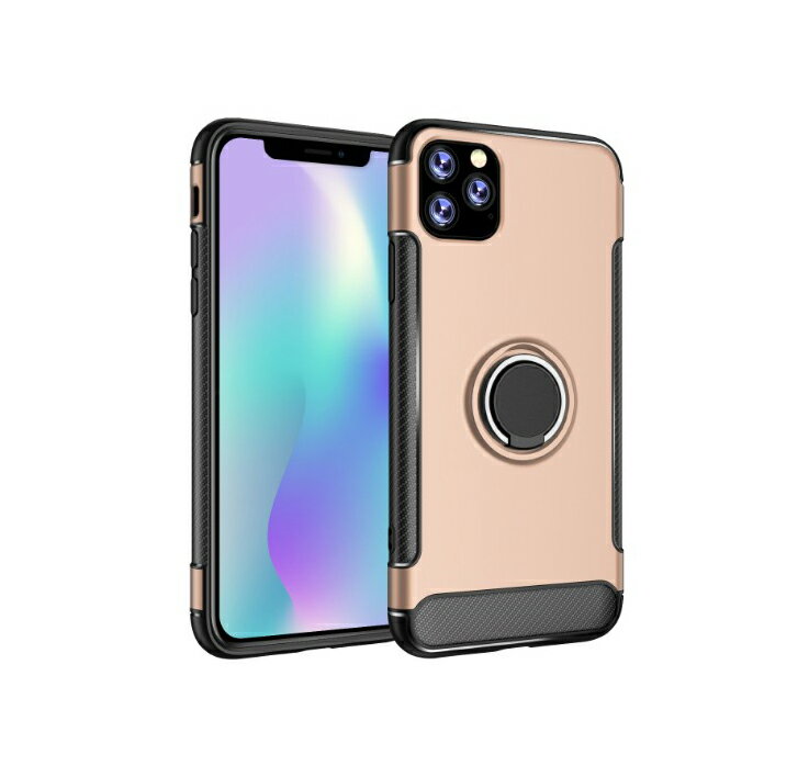 Rakuten - iPhone11Pro スマホケース 背面ケース ハイブリッド 2重構造 TPU+PC 耐衝撃 マット メタリックカラー 落下防止 スタンド機能 ホルダーリング