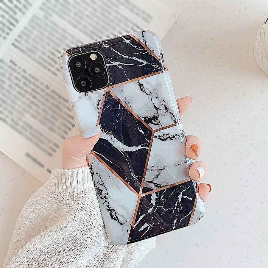 Rakuten - iPhone12mini 背面ケース ケース カバー ラグジュアリー メッキ 幾何学模様 大理石 おしゃれ 可愛い
