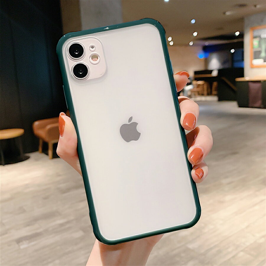 Rakuten - iPhone12Pro 背面ケース ケース カバー カメラレンズカバー カメラ穴 保護 マット 半透明 耐衝撃 シンプル おしゃれ 可愛い