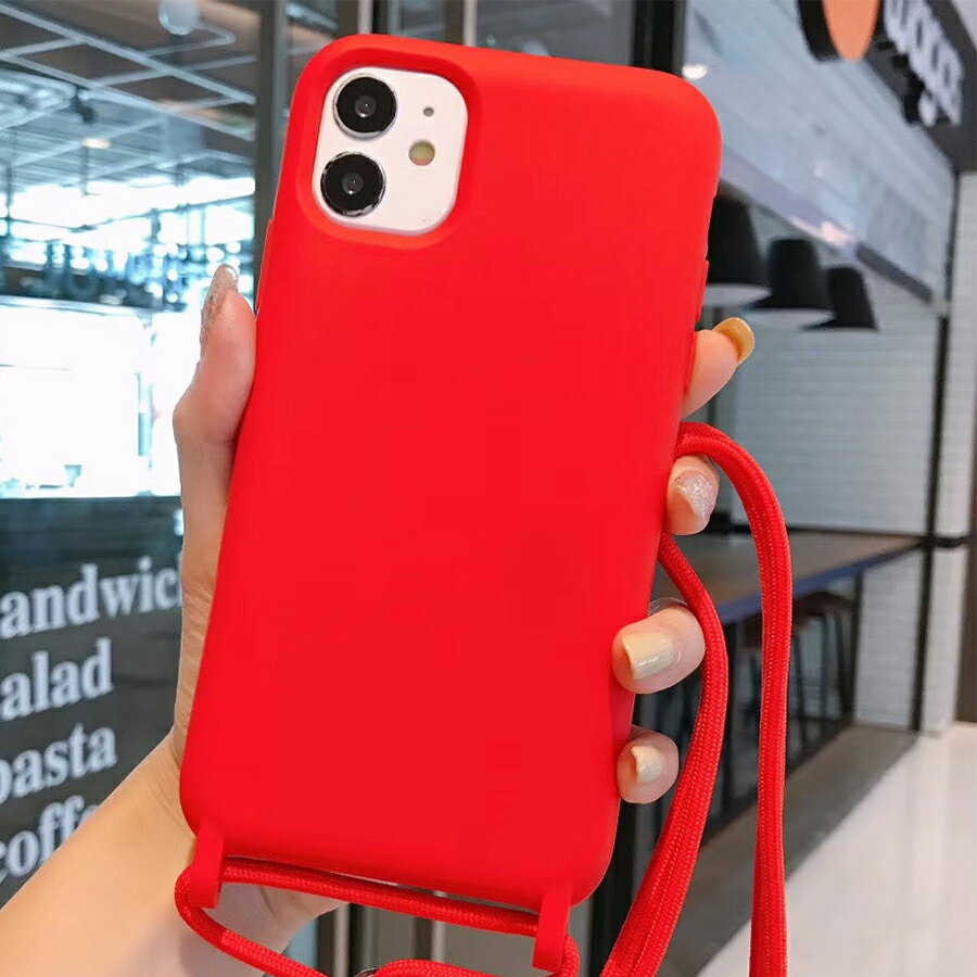 乐天商城 - iPhone12 iPhone12Pro 背面ケース ケース カバー キャンディー クロスボディストラップ ネックストラップ ロープ高品質 シリコン くすみカラー マット シンプル 可愛い