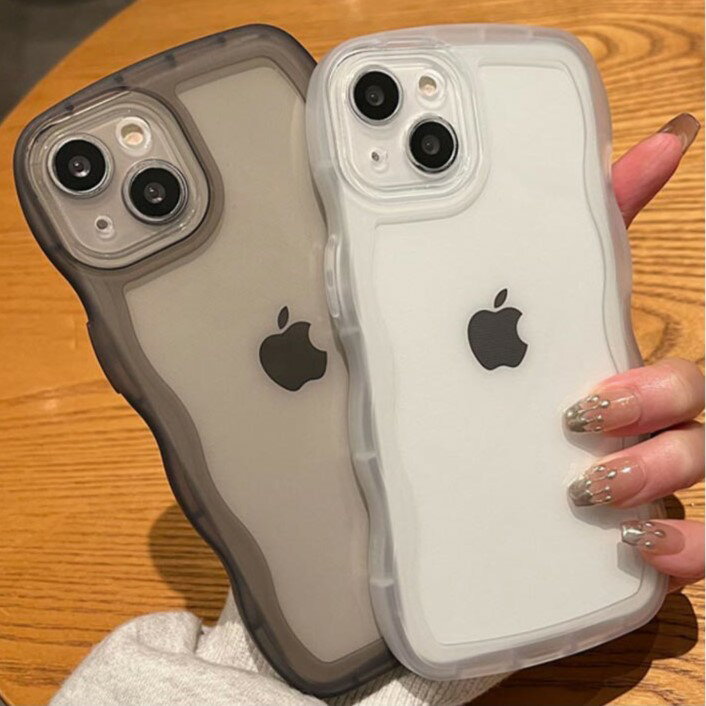 Rakuten - iPhone16 ケース iPhone15 iPhoneSE3 iPhone16Pro iPhone15Pro Promax Plus iPhone13mini iPhone13 iPhone12 iPhone11 対応 ケース カバー 背面タイプ ウェーブ うねうね ニュアンス クリア 透明 半透明 シンプル 可愛い おしゃれ ブラック ホワイト