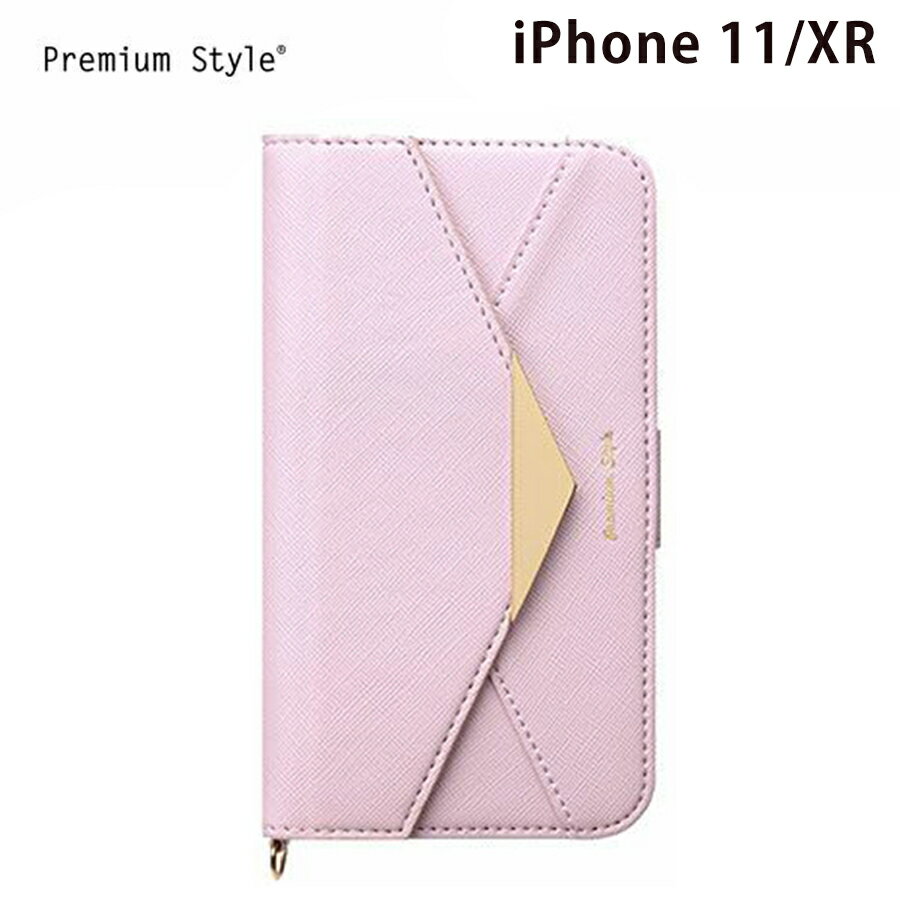 iPhone 11/XR 対応 ケース カバー 手帳型 ダブルフリップカバー レター型 2重フリップ構造 ミラー 鏡 カード収納 ポケット マグネット開閉 ストラップホール シンプル かわいい おしゃれ ゴールド パープル