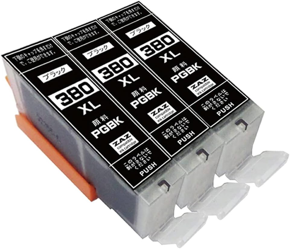 乐天商城 - BCI-380XLPGBK 3本セット 互換インク 顔料ブラック 単品 大容量 ICチップ付 残量表示可能 ( BCI-380 BCI-381 BCI-380XL BCI-381XL BCI-381+380/5MP BCI-381+380/6MP BCI-381XL+380XL/5MP BCI-381XL+380XL/6MP BCI381XLBK BCI 380XL )