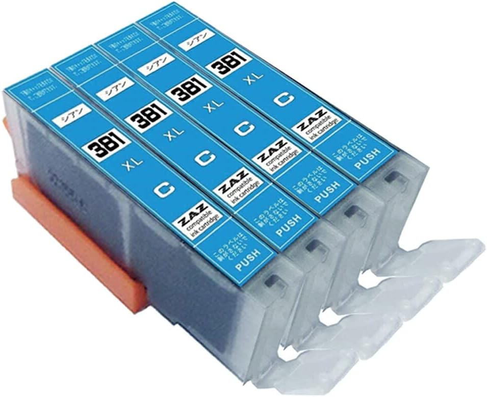 BCI-381XLC 4本セット 互換インク シアン 単品 大容量 ICチップ付 残量表示可能 ( BCI-380 BCI-381 BCI-380XL BCI-381XL BCI-381+380/5MP BCI-381+380/6MP BCI-381XL+380XL/5MP BCI-381XL+380XL/6MP BCI381XLBK )