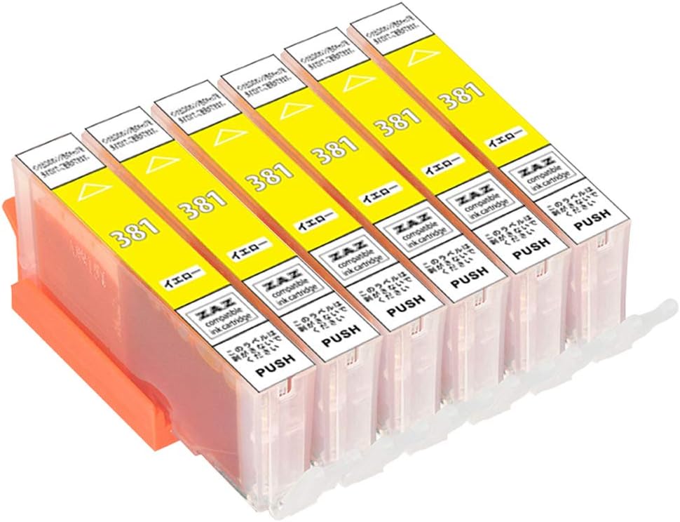 BCI-381XLY 互換インク イエローのみ 6個セット 染料インク 1年保証付き ICチップ付き 残量表示可能 ZAZ イエローだけ BCI-381Yのみ 6本セット 6個セット PIXUS TS8230 TS8130 TS6230 TS6130 TR9530 TR8530 TR7530 TR703