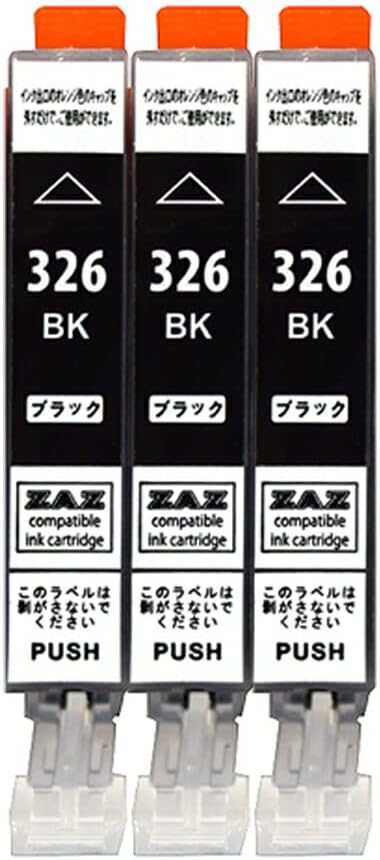 Rakuten - BCI-326BK ×3本セット 互換インク ブラック 黒 単品 ICチップ付 残量表示可能 Canon キャノン ( BCI-326 BCI326 326BK 326C 326M 326Y 326GY BCI-326+325/5MP BCI-326+325/6MP )
