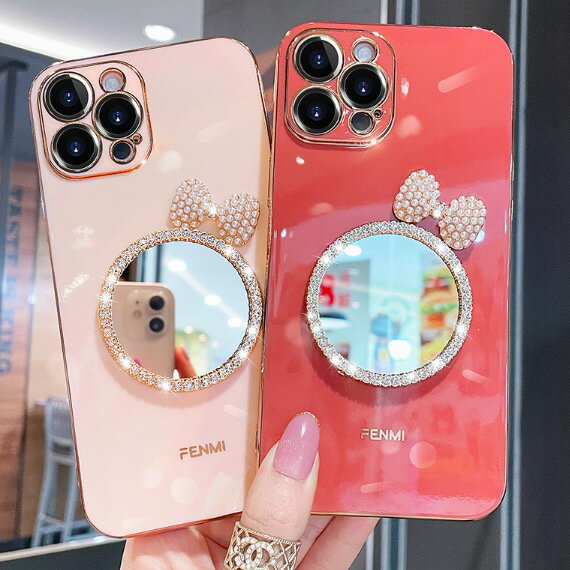 Rakuten - 【 送料無料 / メール便 】 iPhone13 Pro iPhone 12 iPhone 11 リボン 鏡 キラキラ かわいい 赤 白 ピンク 黒 紫 緑 パール ミラー iPhone ケース アイホン アイフォン アイフォン ケース iPhoneケース スマホケース スマートフォン カバー 未発売 特典 即納