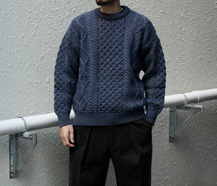 アランクラフト Aran Crafts Ireland ニット アランセーター フィッシャーマンセーター アイリッシュアラン クルーネック IRISH ARAN CREW NECK SWEATER MADE IN IRELAND (ACI-C1347)