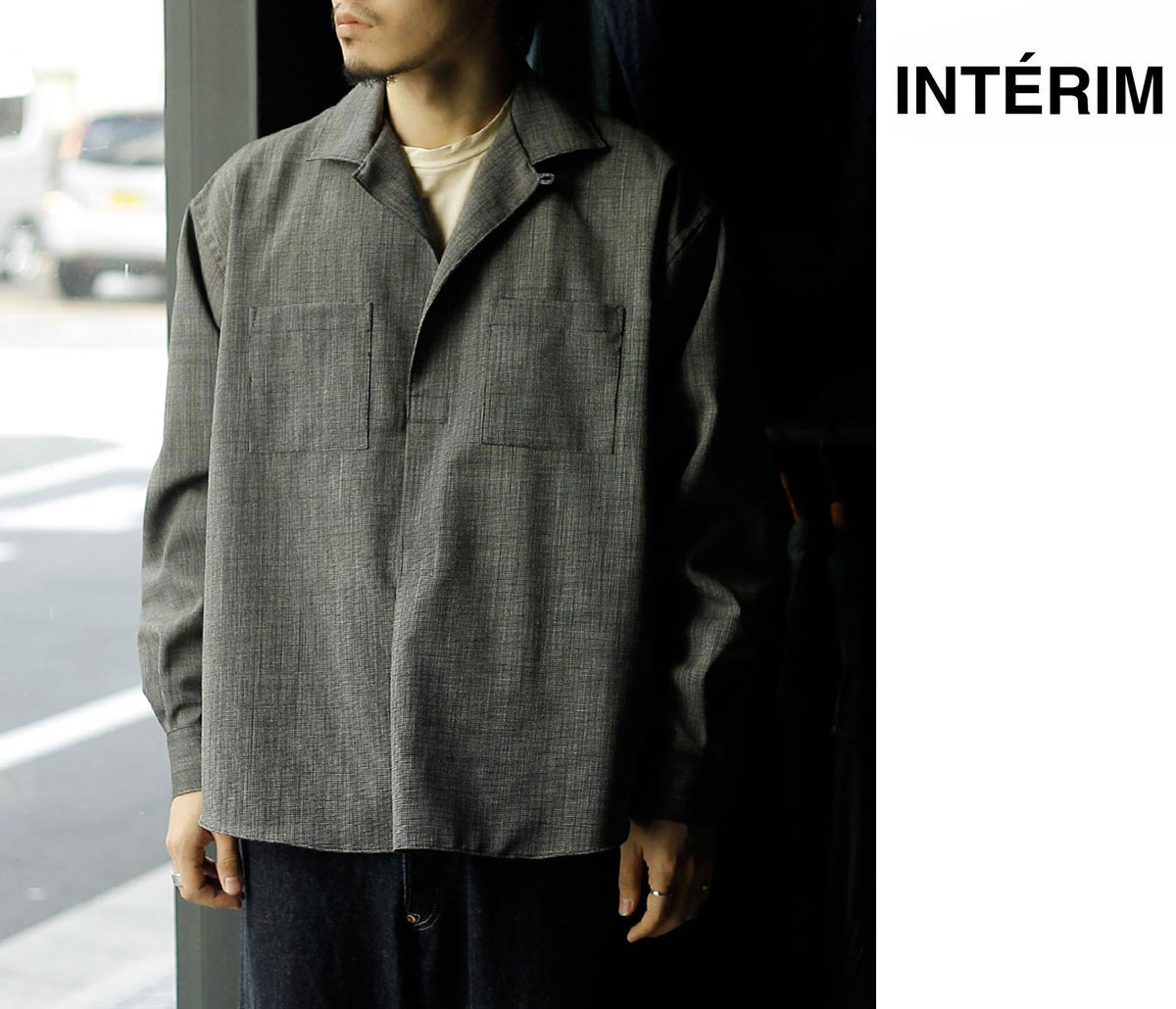 Rakuten - インテリム INTERIM ウール エンドオンエンド スーチング デッドストック ファブリック スキッパー シャツ WOOL END-ON-END SUITING DEADSTOCK FABRIC SKIPPER SHIRT (IT26S151)
