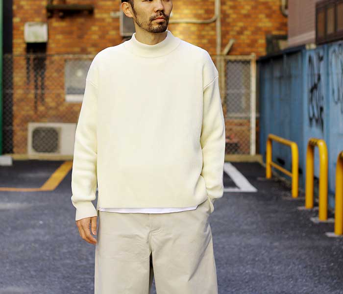 インテリム INTERIM ウールリブ モックネックセーター ニット HARD TWISTED WOOL RIB MOCK SWEATER KNIT (IT21A079)