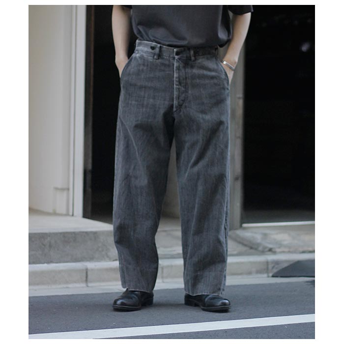 インテリム INTERIM ヴィンテージ フェード ライト デニム ミル バギー トラウザー VINTAGE FADE LIGHT DENIM MIL BAGGY TROUSER (IT25S089)