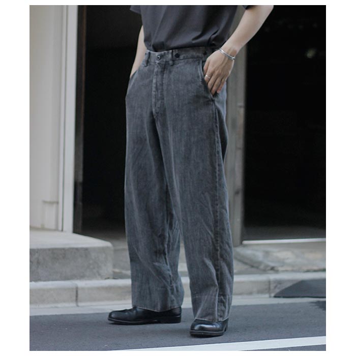 インテリム INTERIM ヴィンテージ フェード ライト デニム ミル バギー トラウザー VINTAGE FADE LIGHT DENIM MIL BAGGY TROUSER (IT25S089)