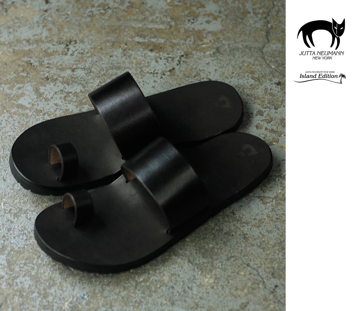 ユッタニューマン JUTTA NEUMANN カイコス レザーサンダル ブラック ラティゴレザー ダークソール Caicos Sandal Black Latigo with dark sole (CAICOS-BK-LATIGO-DS)