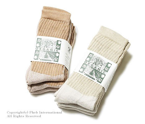 オーガニックスレッズ ORGANIC THREADS ソックス 靴下 ブラウン/グリーン 3P 3パック オーガニック レギュラークルー MADE IN USA (OT-3P-BROWN-GREEN-CREW)