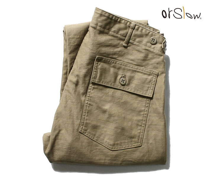 orSlow オアスロウ ファティーグパンツ 5032 ベイカーパンツ スリムフィット カーキ ベージュ 5032 US ARMY FATIGUE PANTS Zipper Fly KHAKI (01-5032-40)