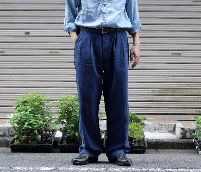 orSlow オアスロウ 2タック デニム ワイドトラウザーズ ワンウォッシュ パンツ TWO TUCK DENIM WIDE TROUSERS UNISEX ONE WASH (03-5021-81)