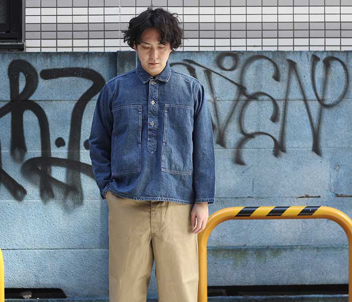 orSlow オアスロウ PW プルオーバー ジャケット デニムユーズド 03-8041 PW PULLOVER SHIRT JACKET DENIM U.S.ARMY UNSEX (03-8041-95)