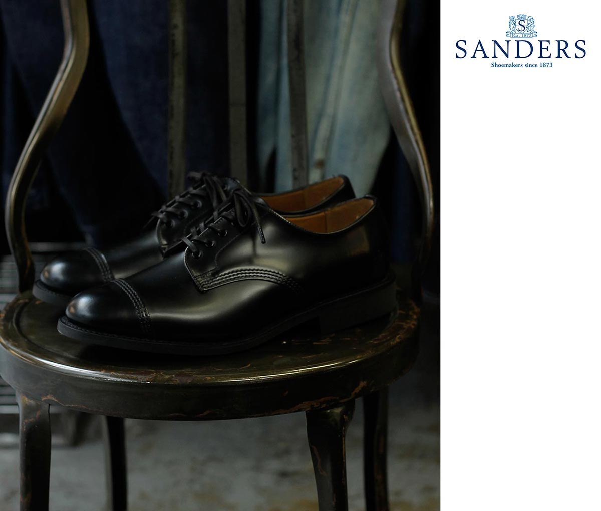 サンダース SANDERS ミリタリーダービー シューズ 靴 キャップトゥ ブラック 1128 MILITARY DERBY SHOE..