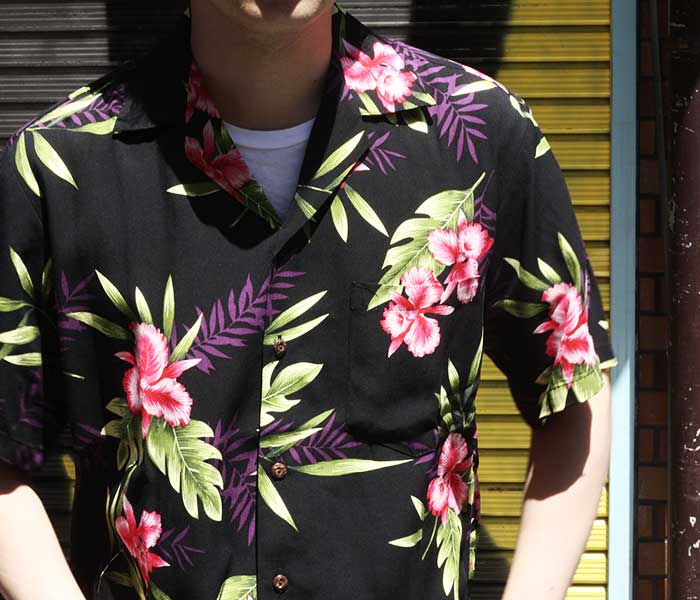 トゥーパームス TWO PALMS アロハシャツ レーヨン ハワイアンシャツ RAYON ALOHA SHIRTS MADE IN USA (19SS-TWOPALMS-BLACK)