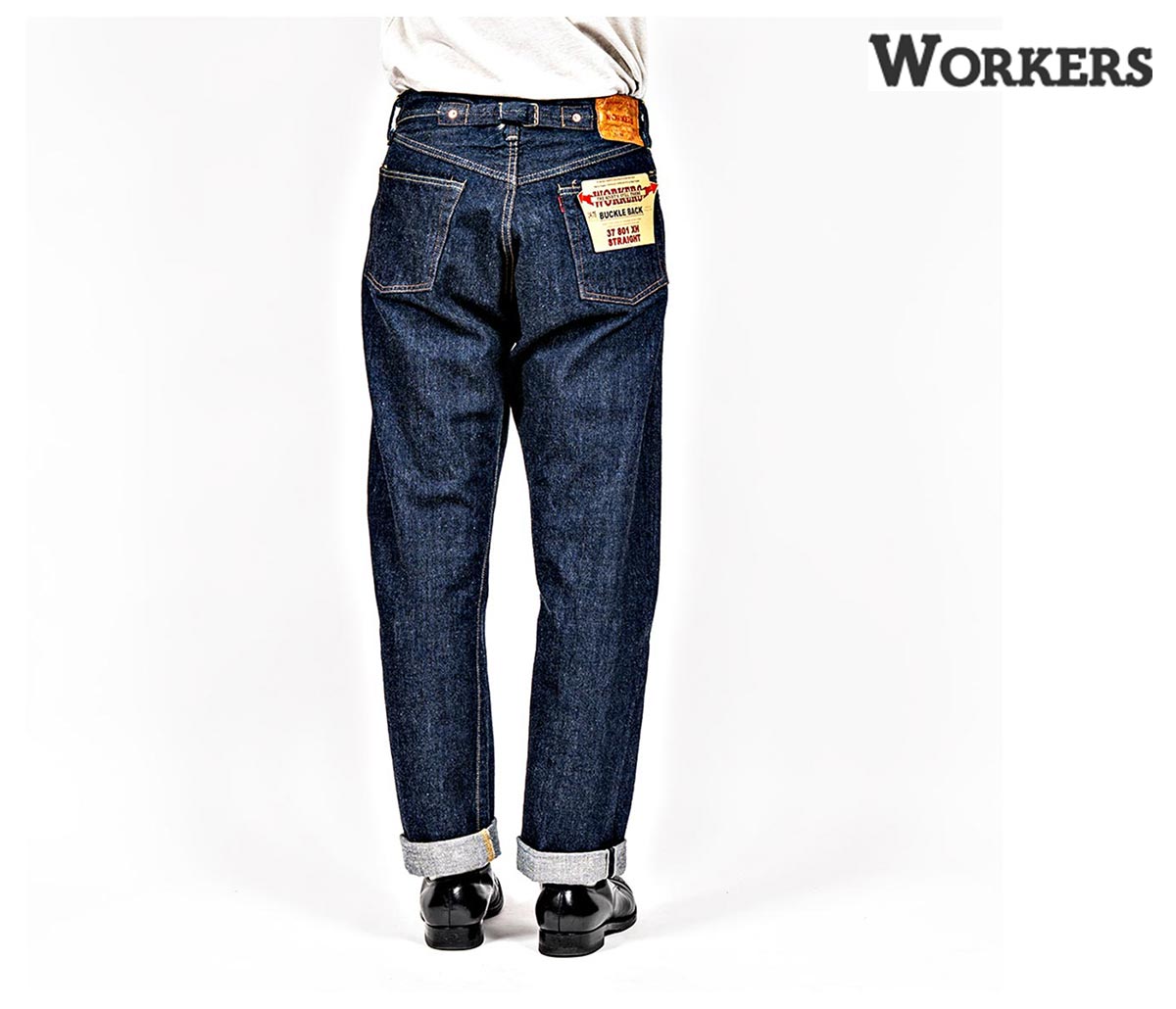 ワーカーズ WORKERS 37 801XH バックルバック デニムパンツ 37 801XH, Buckle Back 14.7oz, Indigo Raw..