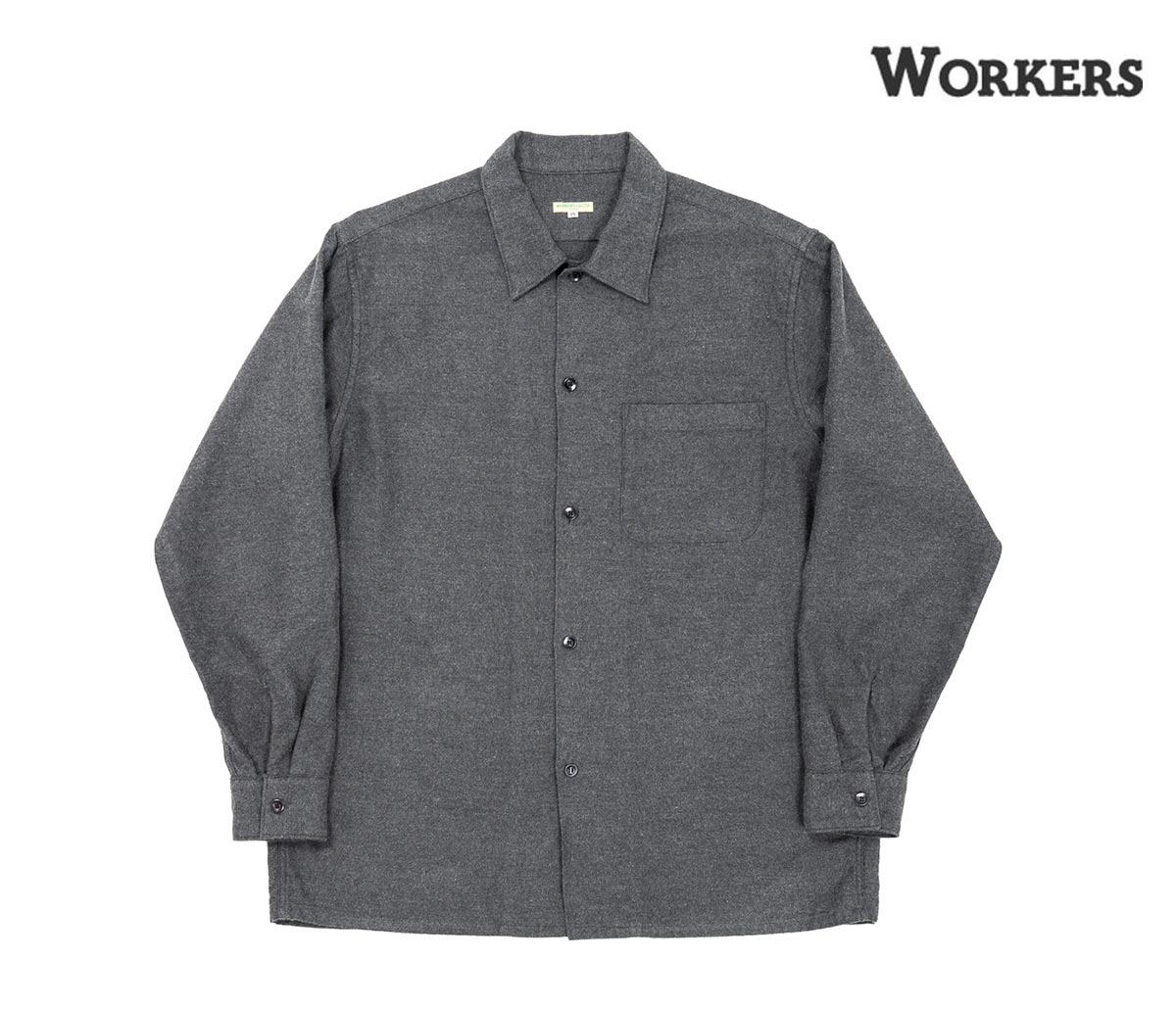 予約商品(お届け予定 9月頃以降) ワーカーズ WORKERS オープン カラー シャツ コットン ウール フランネル Open Collar Shirt Cotton Wool Flannel (2609-OPSH-CWF)