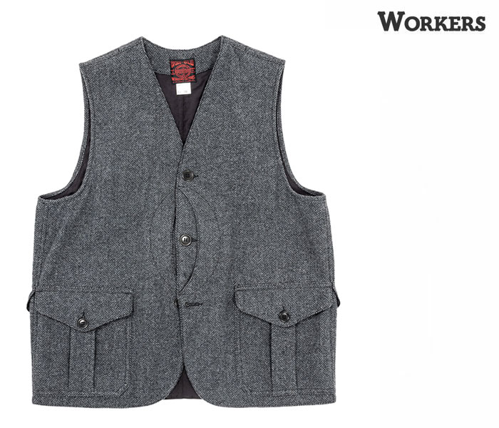 ワーカーズ WORKERS ヘリンボーン ツイード クルーザー ベスト Cruiser Vest Grey Herringbone Tweed (2308-CR-VEST-HBT)