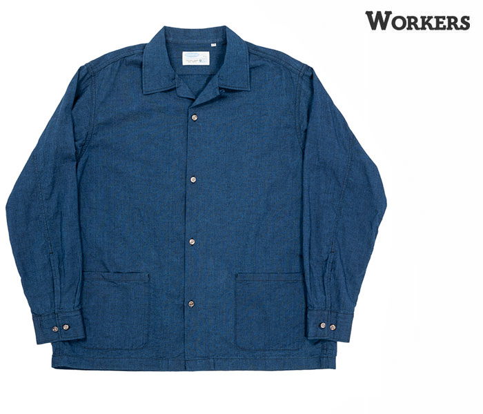 ワーカーズ WORKERS シャンブレー オープンカラーシャツ Open Collar Shirt chambray (2403-OPCL-LS-C)