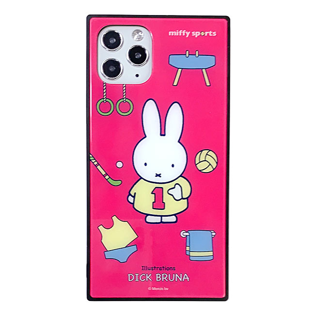 iPhone11Pro 5.8インチ iPhone 11 Pro ケース カバー ミッフィー スマホケース スクエアガラスケース miffy sports iPhone11Proケース iPhoneXSケース スクエア ガラスケース Miffy ピンク ホワイト アイフォン11Pro アイフォンX アイフォン グルマンディーズ MF-101