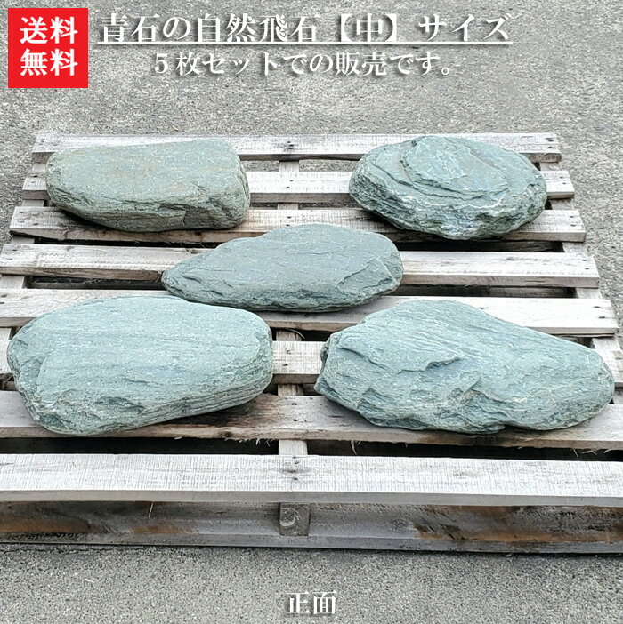 【送料無料】【代引不可】【飛び石】青石の自然飛石5枚セット【中】サイズ青石を使った自然飛石です＾＾自然石のよさをお楽しみ下さい。【ガーデニング資材】【飛石】【青石】