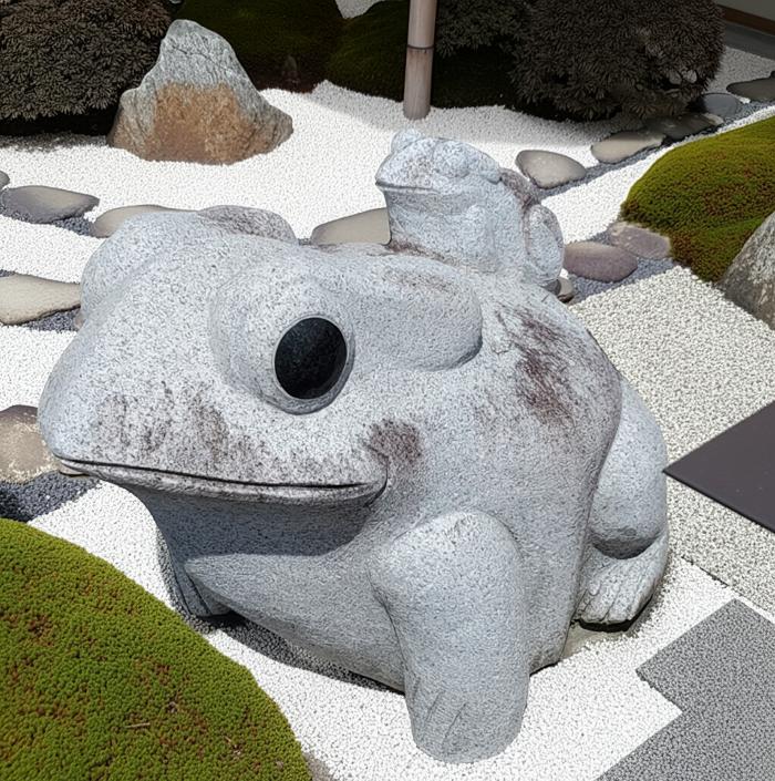 【重量物商品】【営業所渡し】【縁起物】カエル(御影石)BIG「子1匹」玉砂利や庭石の上にピッタリです♪【カエルの置物】【玉砂利】【石のカエル】【カエル】【かえるの置物】【庭 カエル】 3