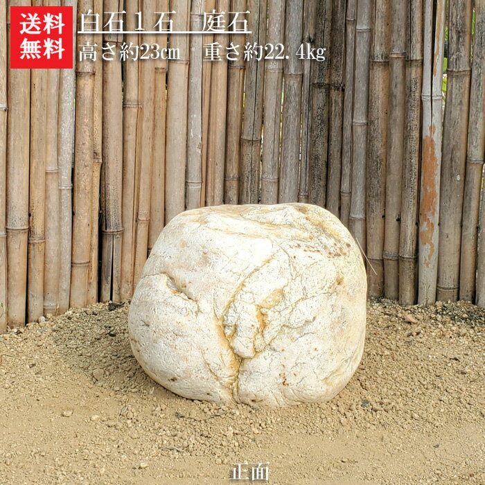 ■サイズ　 高さ約23cm　横幅約26cm 　奥行約22cm　重さ約22.4キロ 　◆ご購入前に　ご注意ください！！◆ ※一部離島・北海道・沖縄などは 　別途送料がかかります。 ※重量物の為、配達日数がかかりますので ご了承くださいませ。 ※配達できない地域もございますので ご了承くださいませ。 ※天然石の為、若干のヒビ割れなどがございますが予めご了承下さいませ。お庭にひとつ白石の景石は いかがでしょうか＾＾ 徳島県産の白石の庭石です。