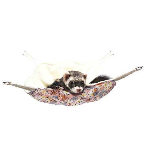 ふんわり花柄サークル：ピンク / フェレット ハンモック 3シーズン レインボー