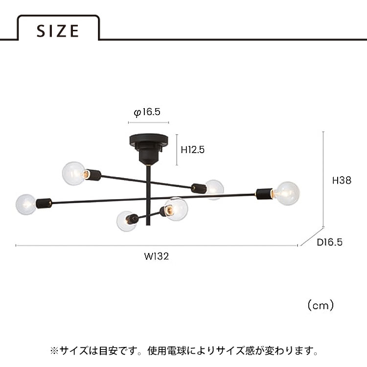 Astre シーリングライト 6灯タイプ [LT-2679] 電球別売り LED対応 マットブラック 天井照明 おしゃれ リビング照明 シーリング 照明 北欧 ナチュラル シンプル インダストリアル リビング ダイニング 寝室 インテリア ライト カフェ interform アストル スマホBar [2]