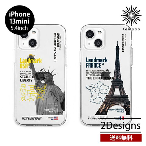 送料無料 メール便 iPhone 13 mini 5.4 Dparks ソフトクリアケース LANDMARK クリア 透明 ケース 耐衝撃 アイホン アイフォン 人気 レディース 海外 ランドマーク エッフェル塔 自由の女神 プレゼント ギフト ディーパークス ブランド 2021 new tempoo