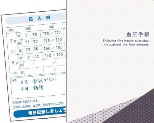 血圧手帳（数値式） 麻の葉(藍色)